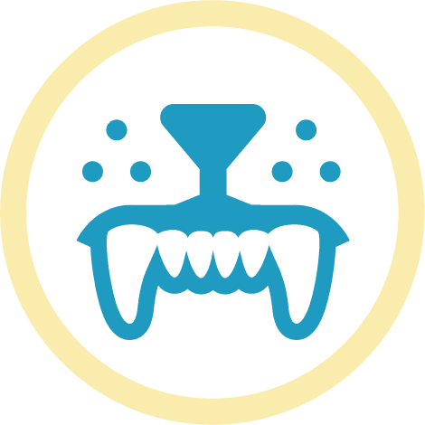 blue dental care icon in yellow circle